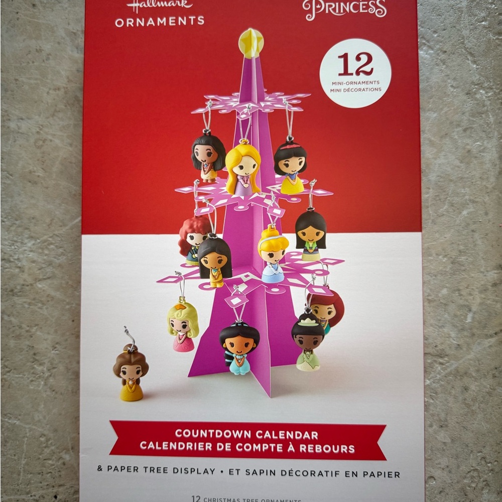 NEW! Hallmark 12 Days of Christmas Disney Princess Countdown Ornament Set
